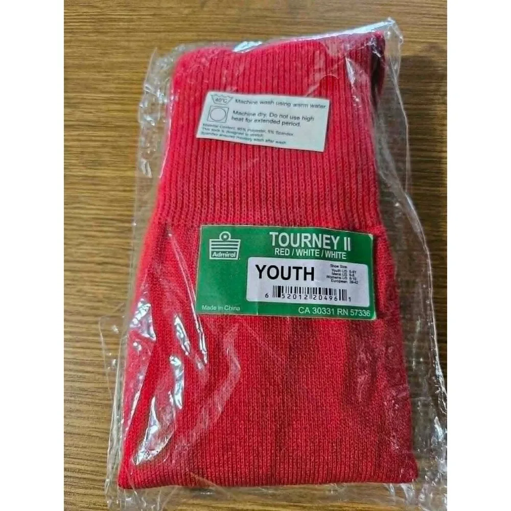 NWT Admiral Tourney II Youth Red Soccer Sports Socks One Size Athletic Knee High